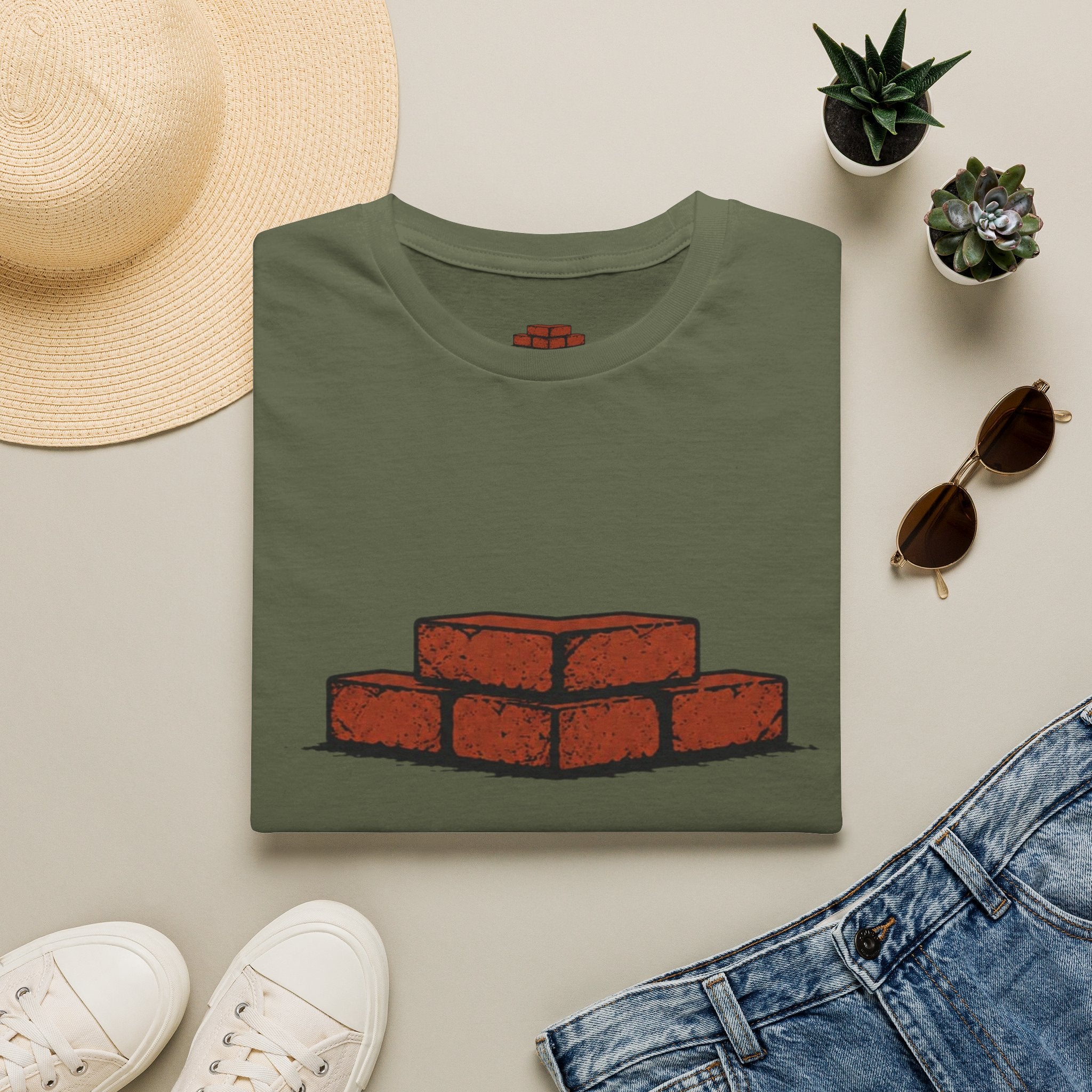 Brick Stack T-Shirt — (BRICK FRONT - MOTTO BACK)